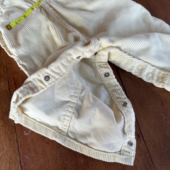 Vintage OshKosh B'Gosh Butter Yellow Soft Corduroy Bib Overalls 12 Mos 80s Union - Picture 7 of 15